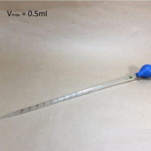 Pipet thủy tinh dài 30cm thể tích 0.5ml và quả bóp cao su